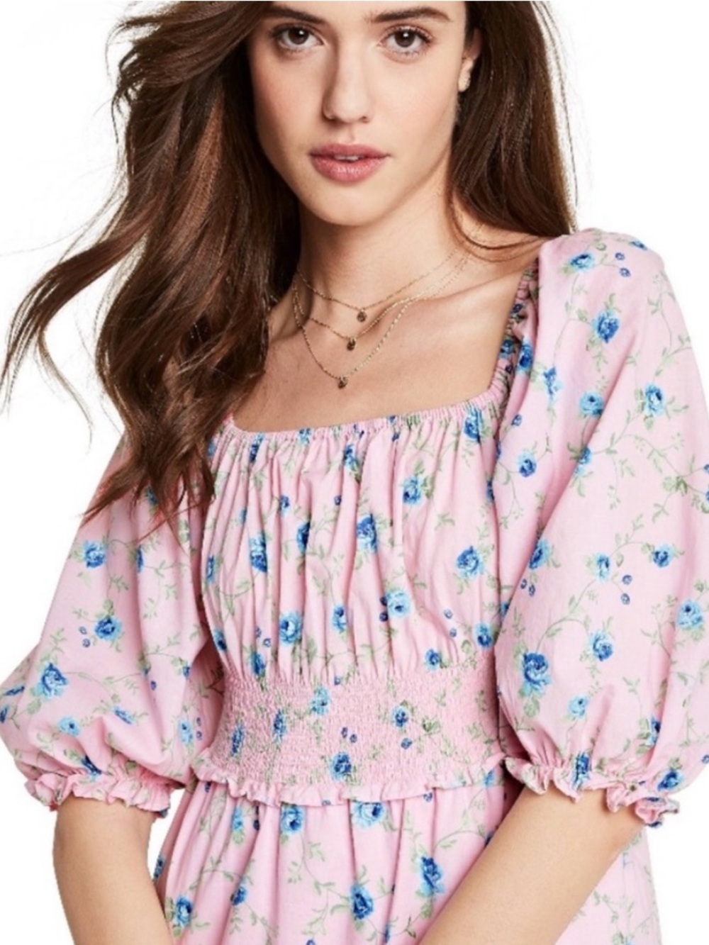 LoveShackFancy + Target Floral Pink Blue Midi Ruffled Smocked Dress
Size XL - Picture 3 of 9